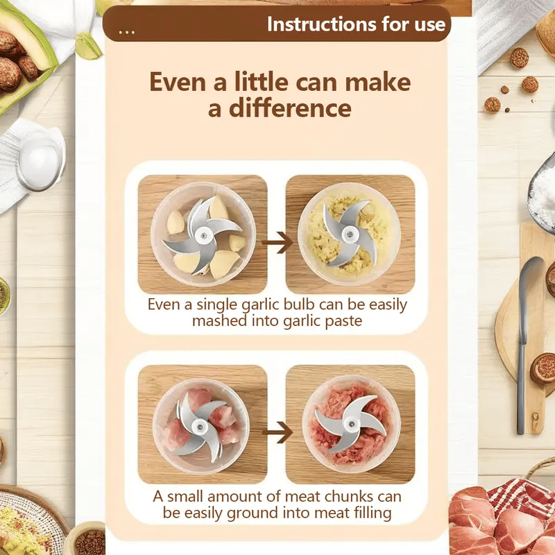 ✨ Ultimate Electric Garlic & Veggie Chopper – For Effortless, All-Day Food Prep! ⏱️🔪