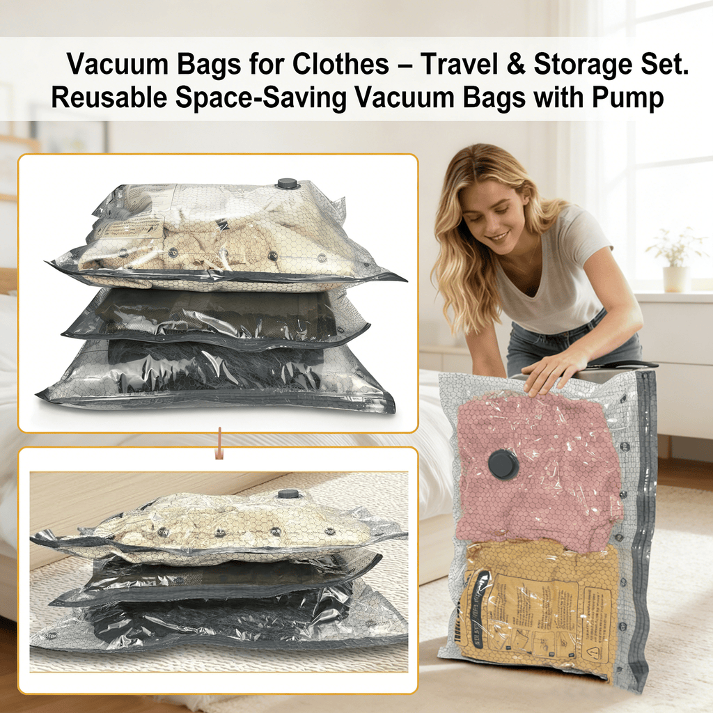 🧳 Vacuum Bags for Clothes – Travel & Storage Set