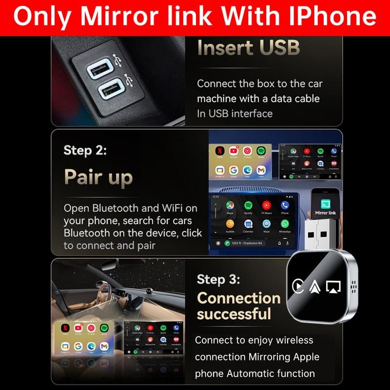 🔥2026 Upgrade 3 in 1 Wireless Carplay Mirror Link Adapter