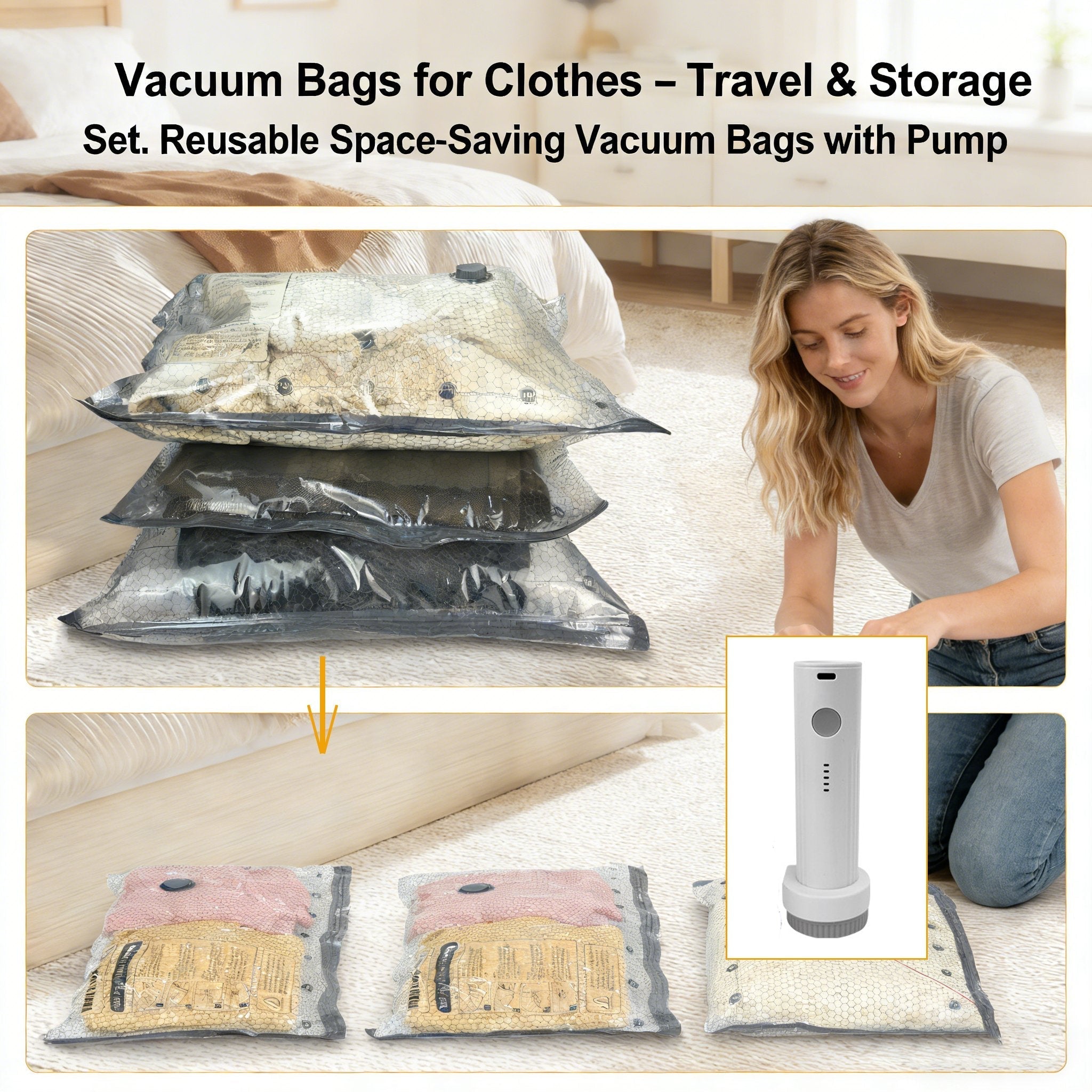 🧳 Vacuum Bags for Clothes – Travel & Storage Set