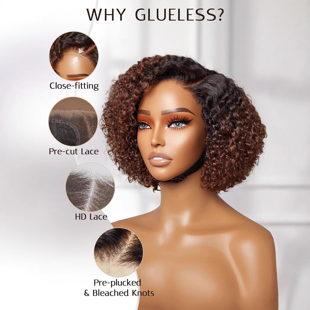 Brown Curly Synthetic Side-Part Wig