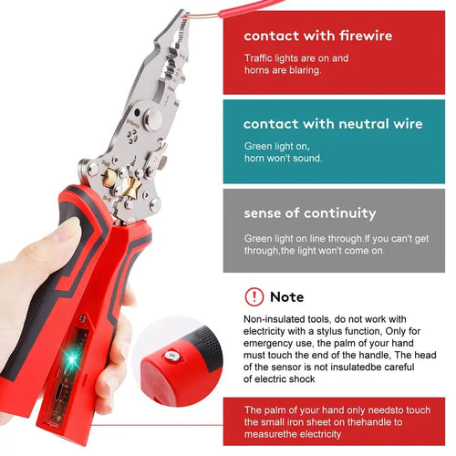 16 in 1 Wire Stripper Twister Pliers 30V-220V Voltage Tester, AC/DC Live Wire Detector
