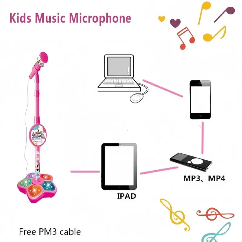 💥Microphone Toy, Karaoke Machine Toy with Light
