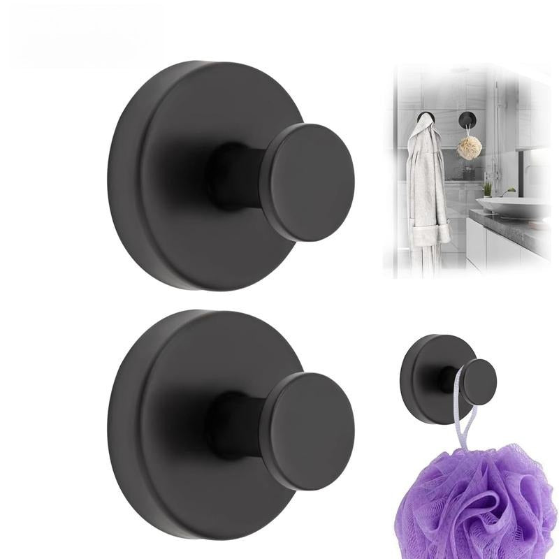 Black Shower Suction Hooks – Twist &amp; Lock No-Drill Bathroom Organizers