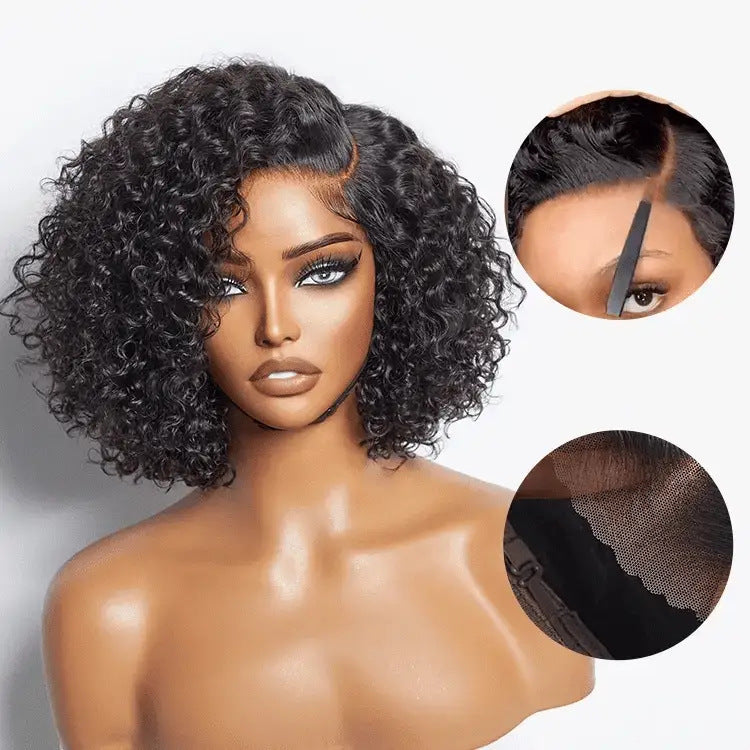 Brown Curly Synthetic Side-Part Wig
