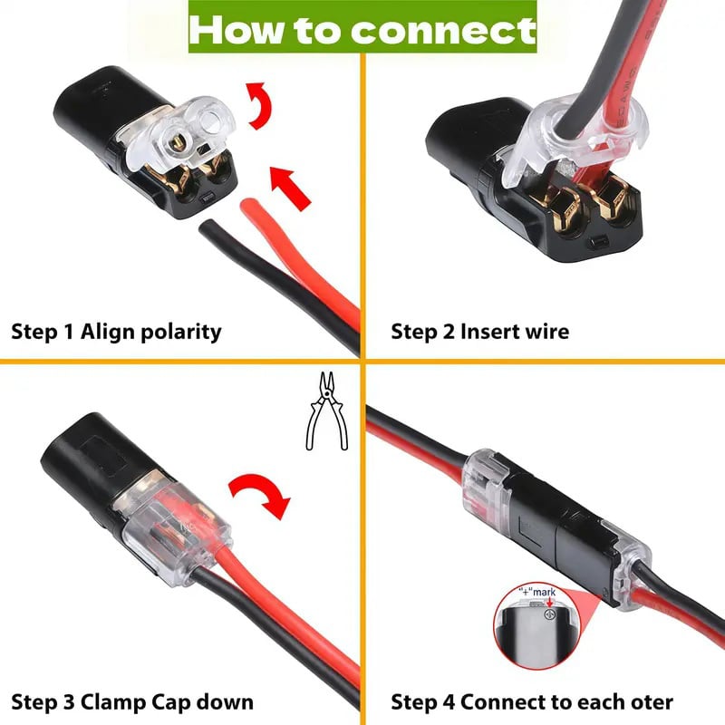 🔥LAST DAY 49% OFF - Double-Wire Plug-in Connector Led Light Strip Connectors 2 Pin