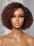 Brown Curly Synthetic Side-Part Wig