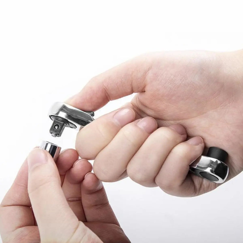 🔥Last Day 49% OFF - 1/4 Inch Mini Double Headed Ratchet Wrench Silver 72-Tooth 5° Quick Release Drive Socket Tool