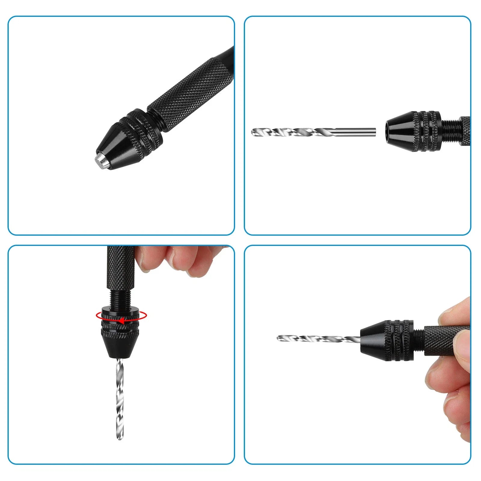 31Pcs Mini Micro Hand Drill Bits Set Small Manual Keyless Chuck Pin Vise Rotary